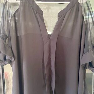 Chic Sheer Gray Blouse for Women